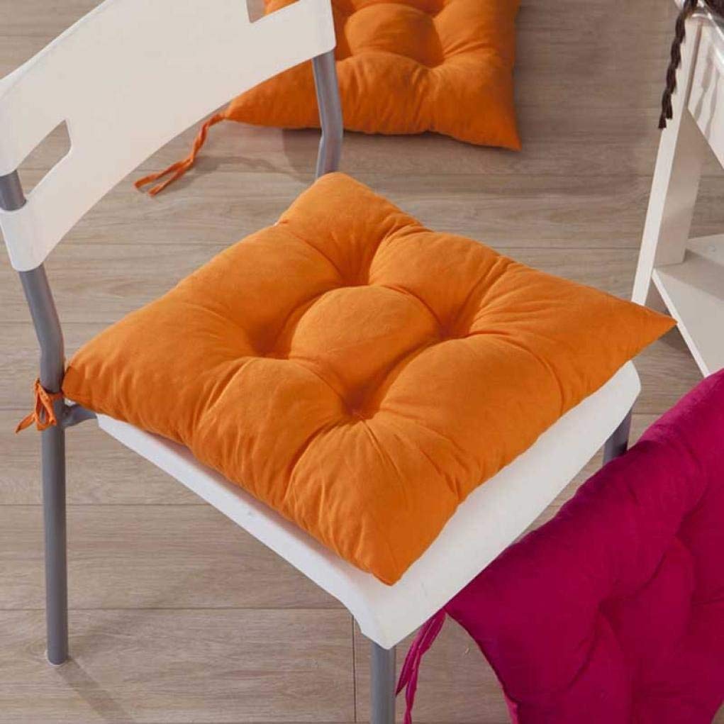 Coussin de siège orange lot de 4 pour chaise de cuisine et jardin 40x40cm