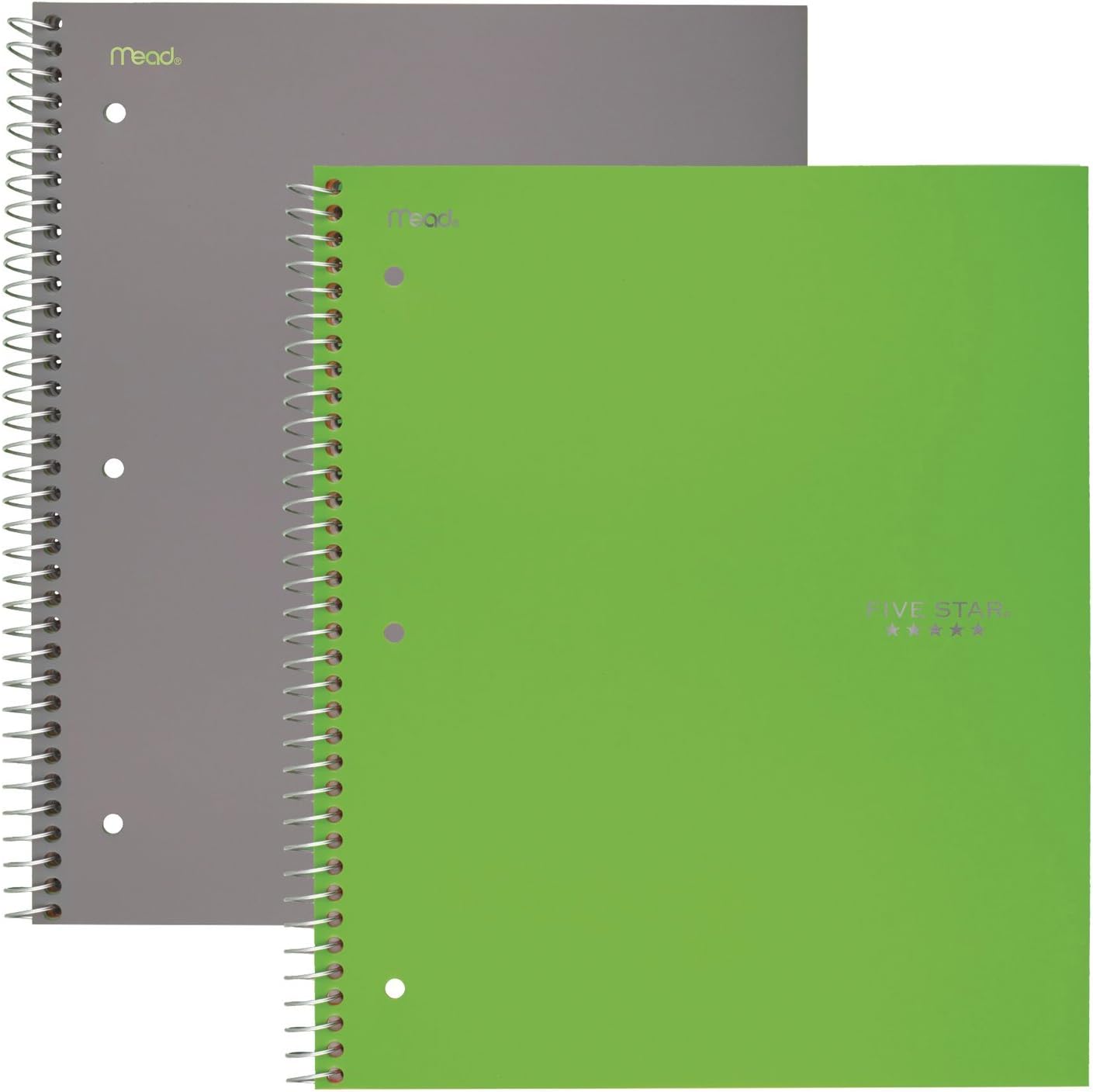 Five Star Spiral Notebook, 5 Subject, Wide Ruled Paper, 8" x 10-1/2", 200 Sheets, Tidewater Blue & Fire Red, 2 Pack (930082)