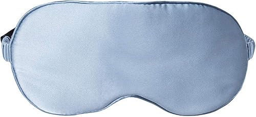 Mulberry - Máscara de dormir de seda natural para mujeres y hombres con correa elástica, antifaz súper suave para adultos, 9 opciones de color (azul)