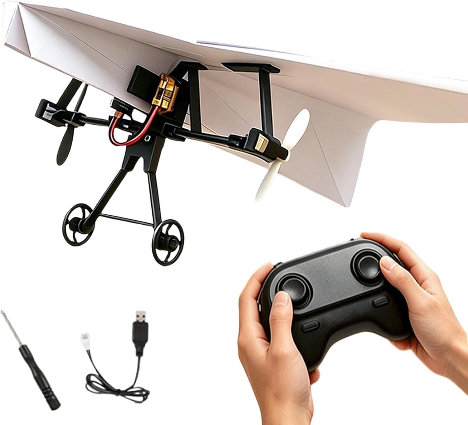 Remote Control Paper Airplane - Electric Flying Glider, Indoor Outdoor Toy | Electric Paper Airplane - RC Flying Glider for Interactive Play | Foam Body Lightweight Design Hand Launch Toy
