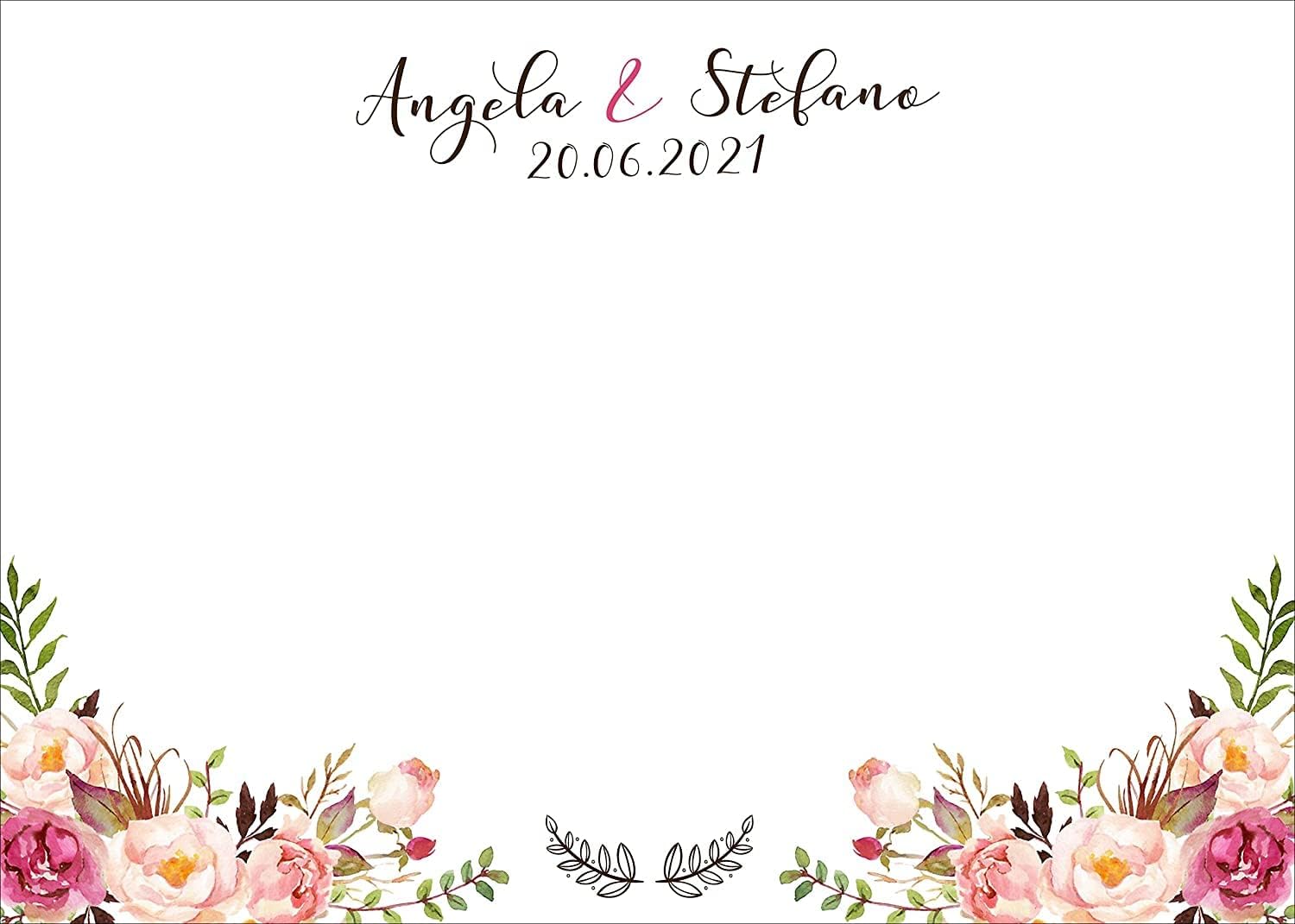 TABLEAU DE MARIAGE IN VARI MATERIALI (PLEXIGLASS) CON STAMPA U.V. AD ALTISSIMA QUALITÁ - CORNICE DI FIORI CHIC - completamente PERSONALIZZABILE (PLEXIGLASS 40X60 CM)