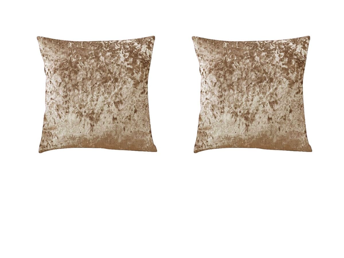Insafians Gold Decorative Crushed Velvet Cushion Covers 45Cm X 45Cm/Square Throw Pillowcases For Sofa Bedroom With Invisible Zipper 18X18 Inch (2, )
