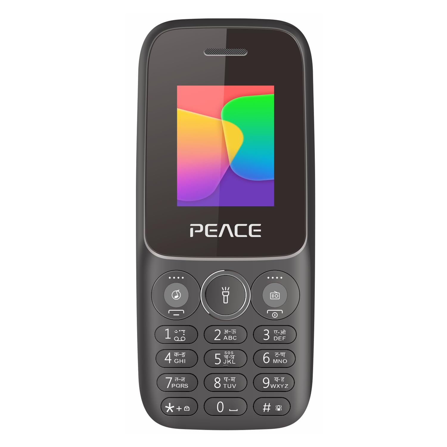 PEACE P3 Basic Mobile Phone, Dual SIM, 1.77-inch Display, Digital Camera, Talking Keypad, Torch, 850mAh Battery (Black)