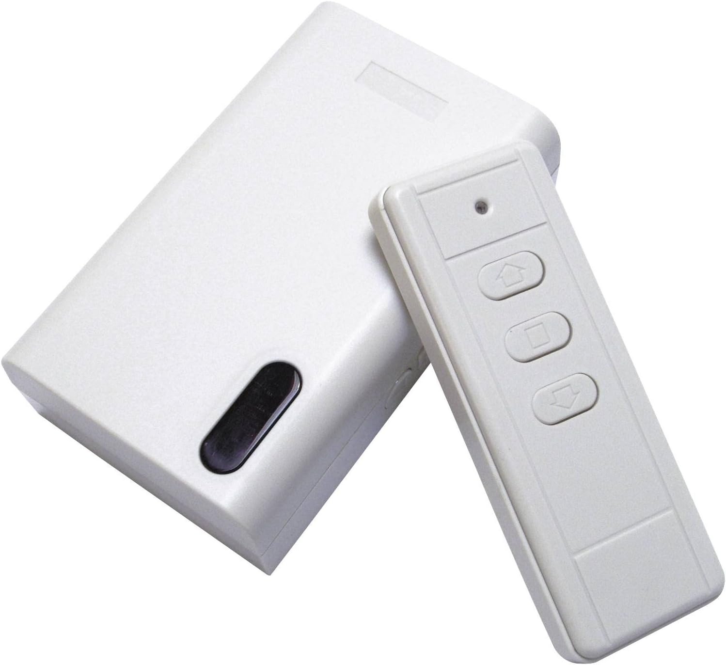 White control box and remote control for the Reflecta CrystalLine Motor Projection Screen.