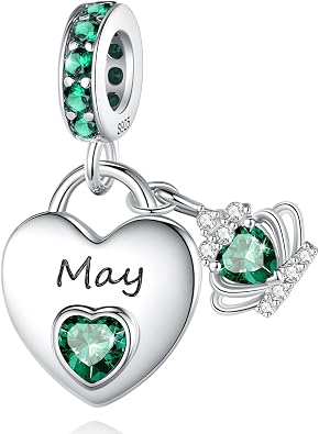 Birthstone Charms for Charms Bracelet 925 Sterling Silver Heart Dangle Charms for Bracelets and Necklaces, Birthday Mothers Day Christmas Gifts For Women.