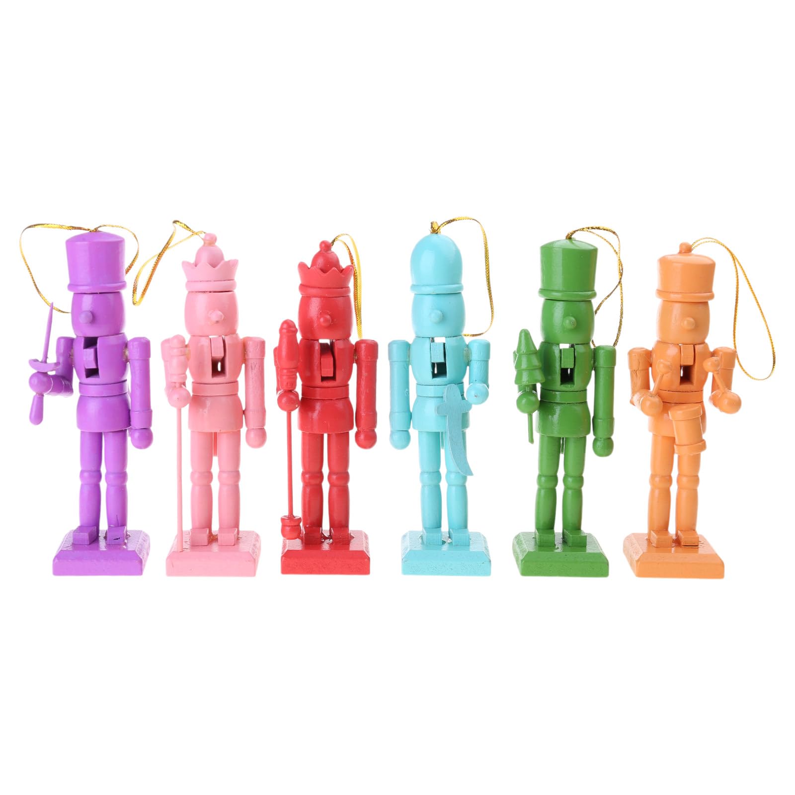 Xinsheinelry Of 6 Christmas Tree Ornament Miniature Nutcrackers Shaped Hanging Pendants Festives Holidays Home Decorations Assorted Christmas Baubles