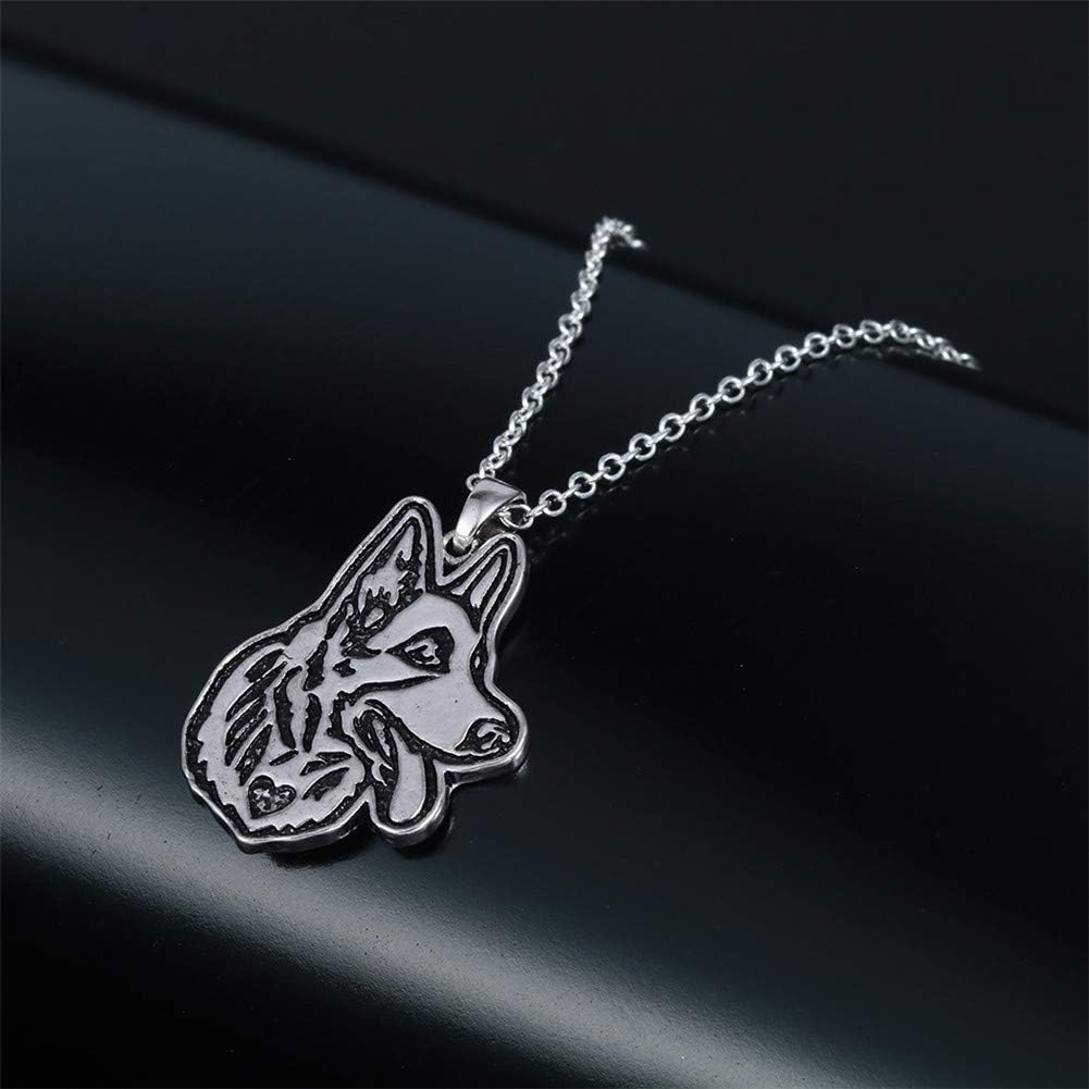 JczR.Y Puppy Dog Necklace - Husky Border Collie Dog Head for Women Men - Retro Wolf Head Animal Norse Viking Arrow Headed Amulet Jewelry - Image 5
