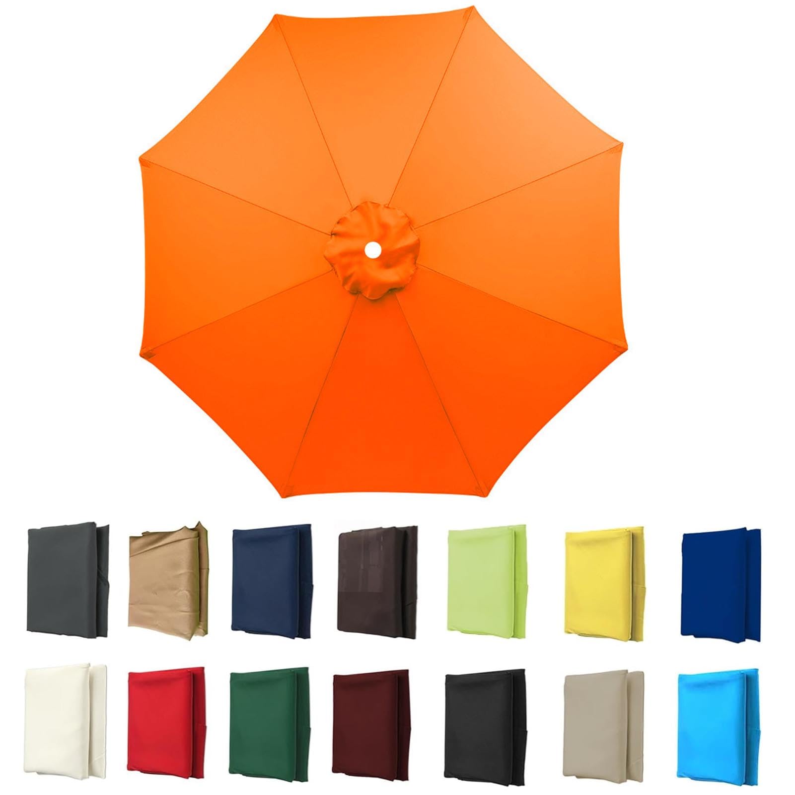 2m-3.5m Replacement Parasol Canopy, Umbrella Replacement Fabric, UPF 50+ Garden Parasol Replacement Canopy, Outdoor Replacement Fabric, 6/8 Rib for Garden Umbrella (Orange color,8ribs:2.5m/8.2ft)