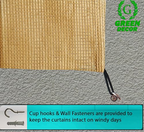Image of HDPE Fabric 85-90% Sun Blockage & UV Protection Detachable Tab Top Balcony & Outdoor Curtains Temperature Reducing for Window&Door Curtains(Beige Color 4.5X11 Feet) Pack of 2 Piece