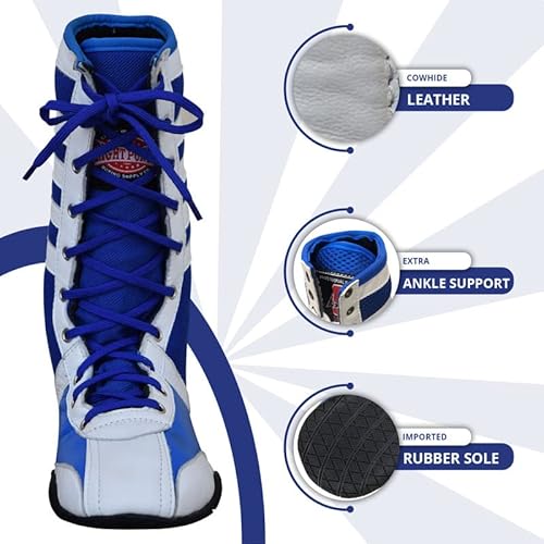Professional Boxing Shoes Breathable Wrestling Shoes, Training Shoe For Adult & Youth Men Women Non Slip Rubber Sole Lightweight Boots (White & Blue, 13) #TOP3