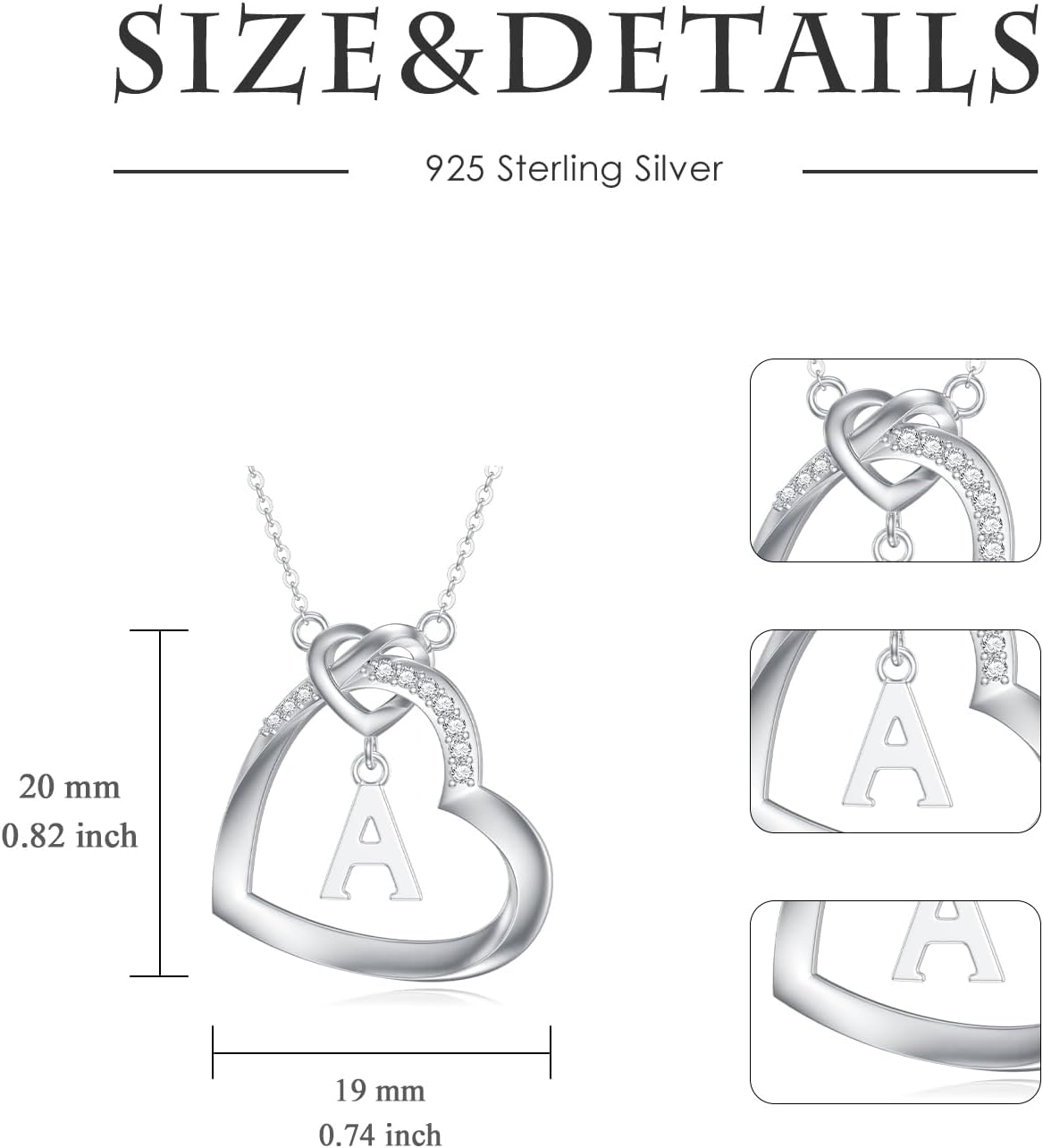 Diamond Heart Initial Necklace for Women 925 Sterling Silver Initial Pendant Necklace with Lab Grown Diamonds Dainty Letter Necklace Jewelry Gifts for Mom Wife Girlfriend Daughter Sister - Image 5