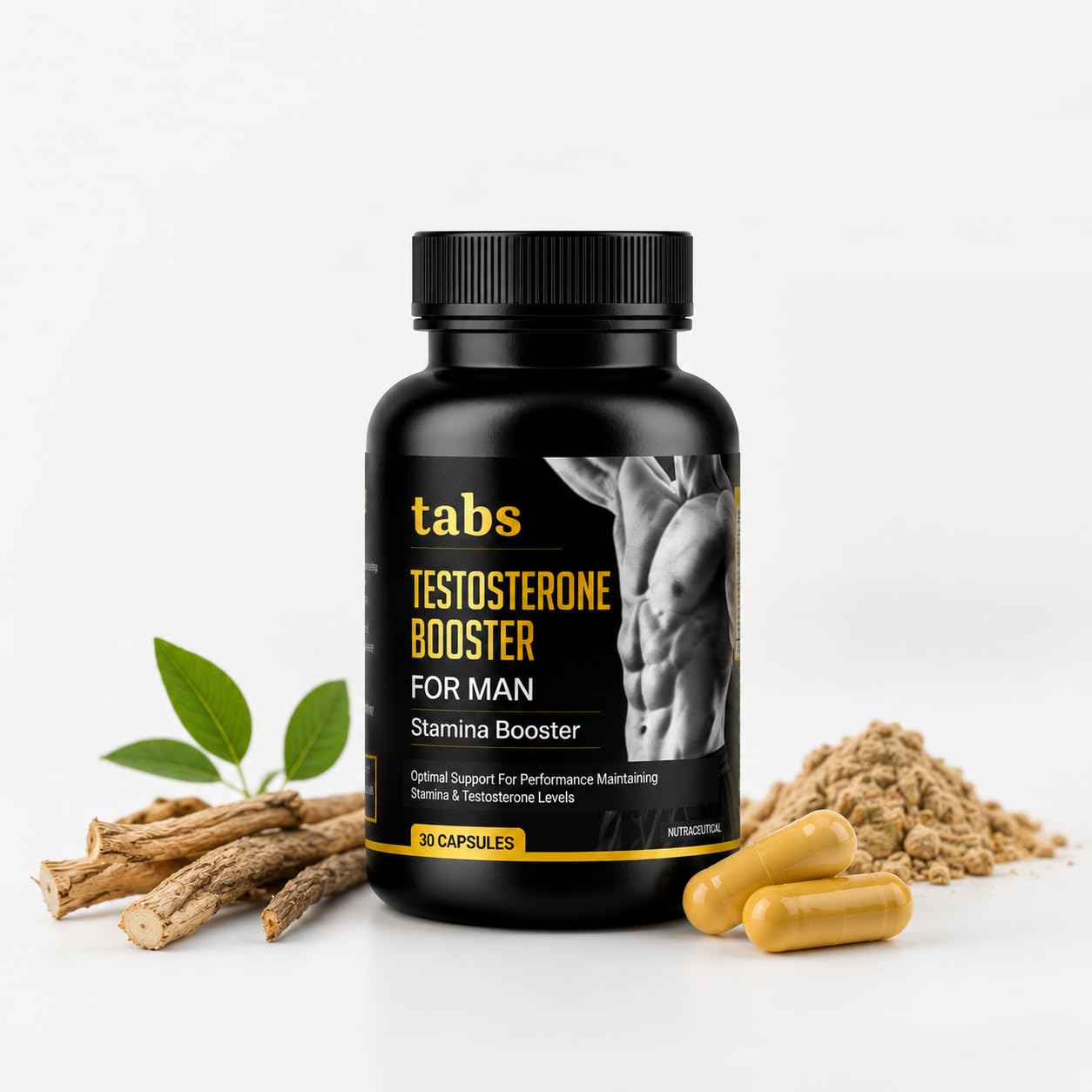 Tabs Testosterone Booster Capsules for Men | Ashwagandha, Gokshura, Safed Musli, Zinc, Vitamin D3 & L-Arginine | Daily Stamina, Strength & Vitality Support | 30 Capsules — Amazon image 7