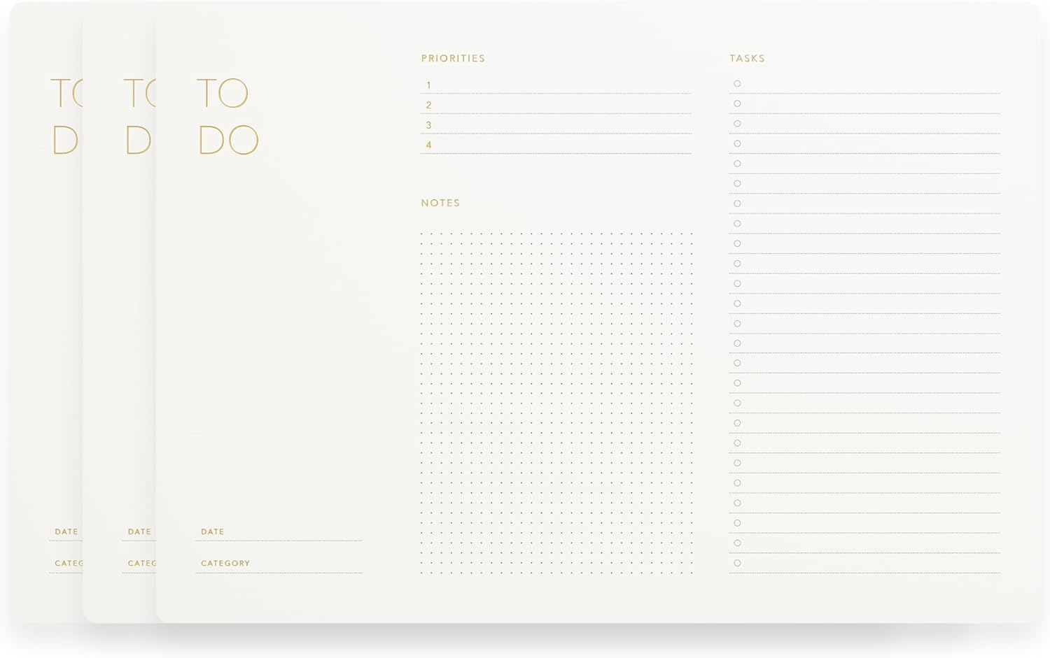 Pinesman - Elegant To Do List Notepad with Mouse Pad Feature, 3 Pack, 11.22" x 7.87", 50 Tear-Off Sheets (50 Each), Gold Foiled, Daily Planning, Eco-friendly To Do List Planner, FSC™ Certified To Do List Notebook for Work