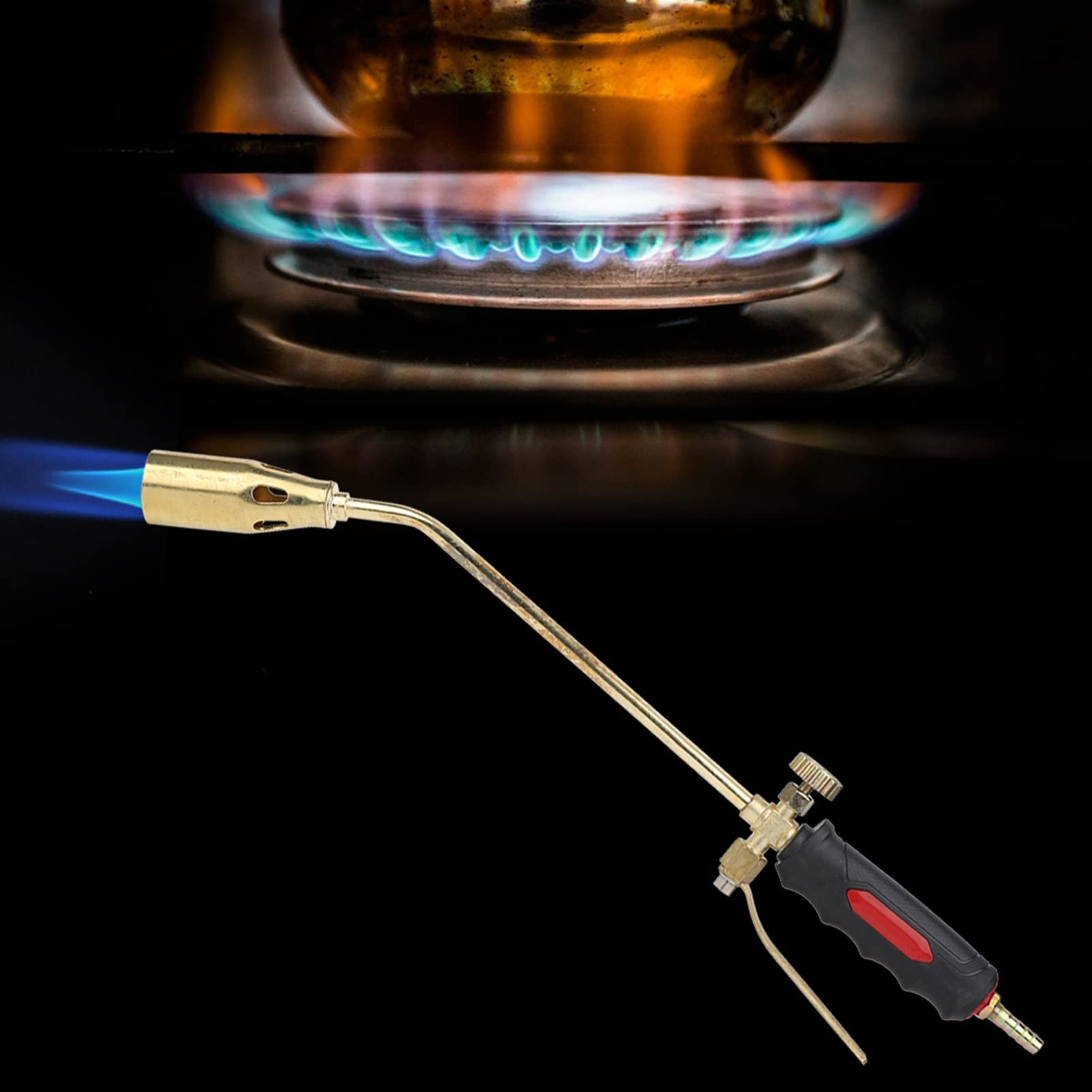 Fafeicy Herramienta de Soldadura de Antorcha de Gas, Doble Abre Chapado en Latón con una Cómoda Manija sin Deslizamiento y Llama Ajustable para la Descongelación de Calefacción de