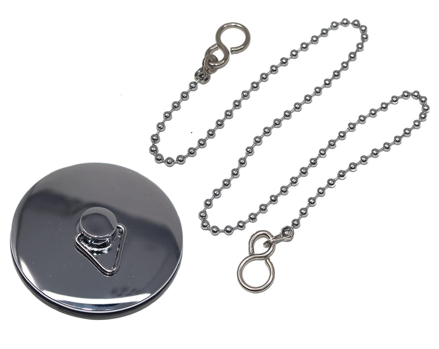 Simply Products 45Mm Chrome Plug & 450Mm Ball Chain Bath Basin Plug 45Mm With 450Mm 18-Inch Polished Chrome Ball Chain And S-Hook (45Mm Chrome Plug & 450Mm Ball Chain)