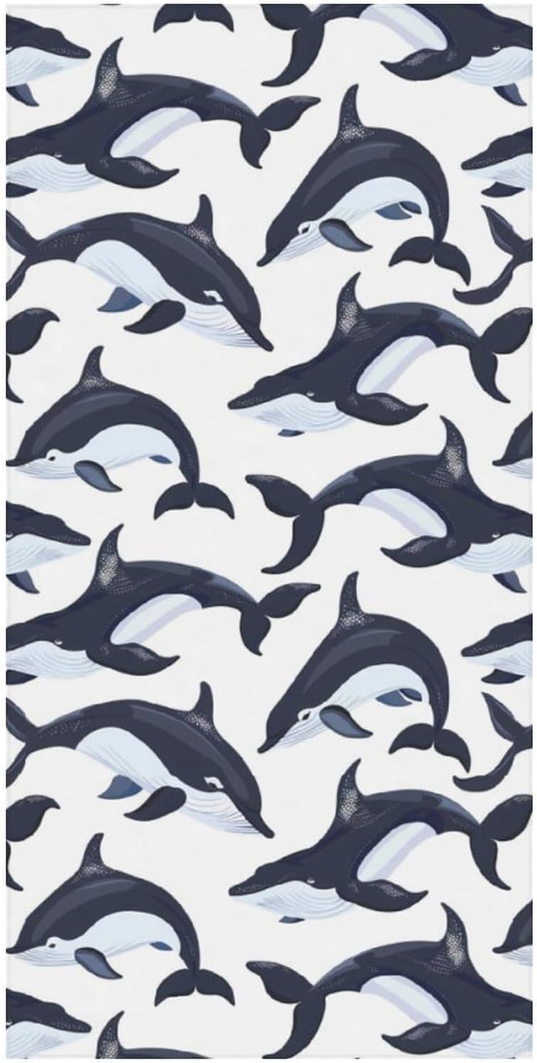 Orca Whale Bath Towel Beach Towels Quick Dry Oversized Bath Blanket Highly Absorbent Towel for Women Men 160x80cm