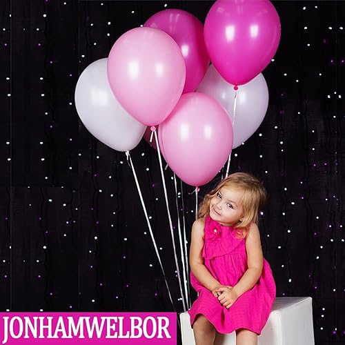 Miniatura 3 de 70 globos de fiesta de color rosa intenso, de látex y de 12 pulgadas para decoración de bodas, cumpleaños de niño y despedidas de soltera (con cinta
