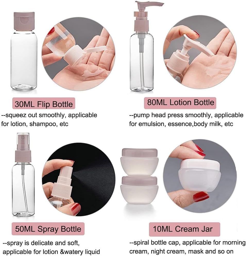 Padchaaya 11 pcs Silicone Travel Bottles, Travel Bottles for Filling, Part Travel Set with Toiletry Bag, Travel Bottle Set for Shampoo, Lotion, Conditioner, Shower Gel 2