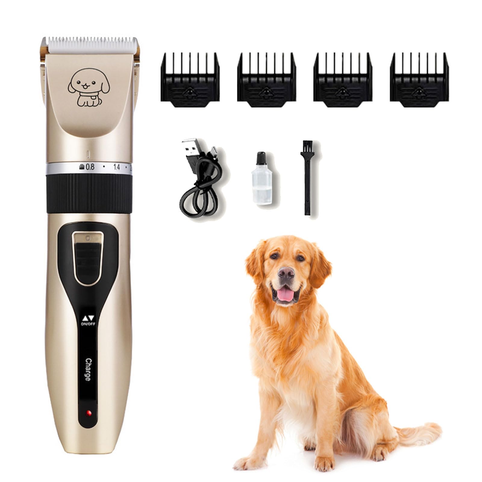Tondeuse Chien Professionnelle Poil Long Epais Tondeuse Electrique Tondeuse pour Chien et Chats Rechargeable Tondeuse Sans Fil pour Animaux de Compagnie