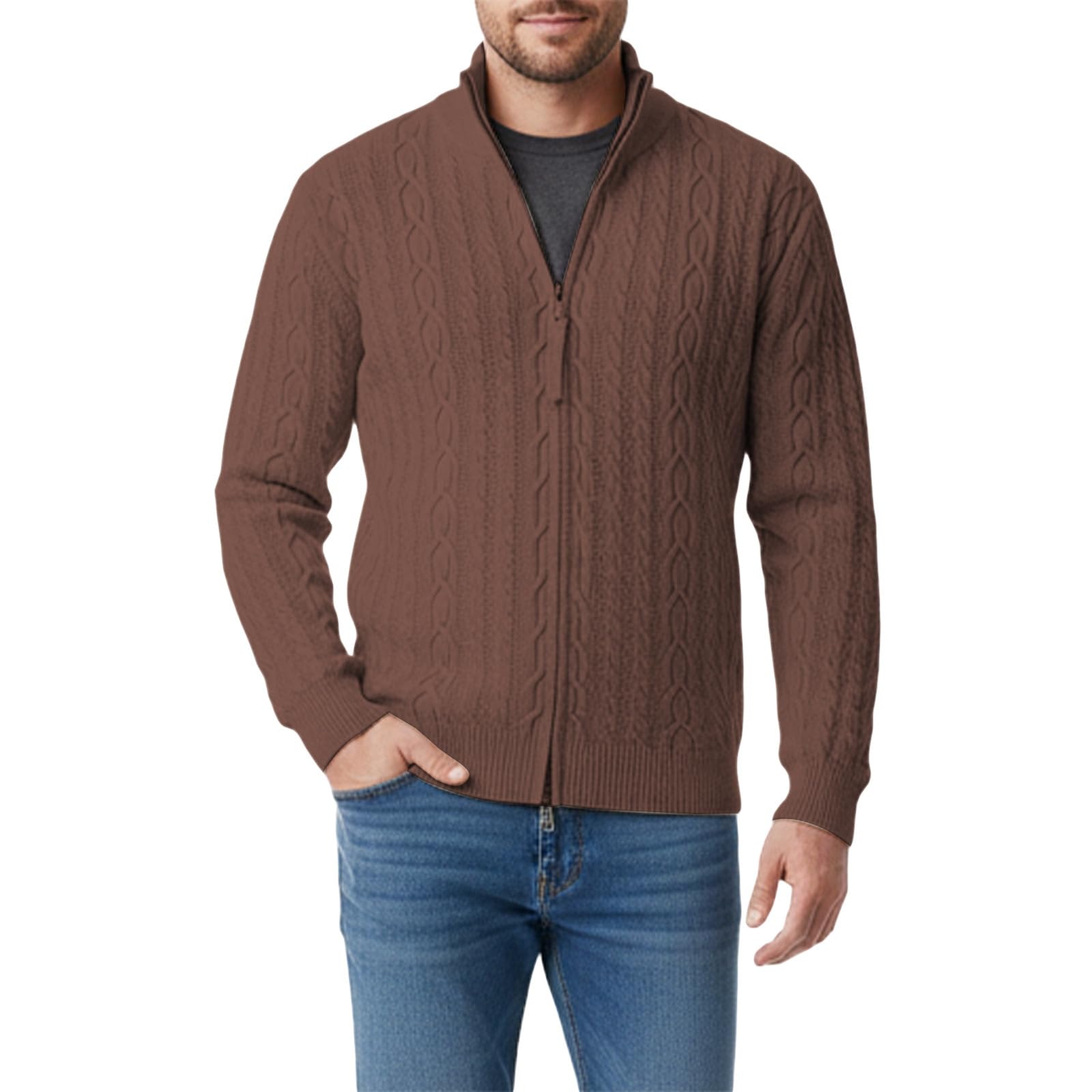 Cappotto Uomo con Collo a Scialle Cardigan Maglia Pesante Giacca Invernale Calda Foderata Pile Casual Lunghe Maniche Bottoni