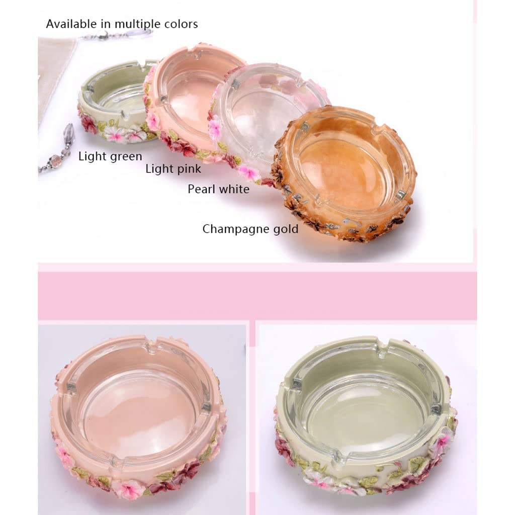 Posacenere in vetro trasparente, Posacenere in resina e vetro for uso interno ed esterno in multicolore(Pearl White)