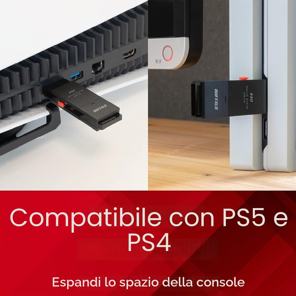 Buffalo SSD portatile da 2TB SSD-Put - USB 3.2 A & C compatibile Solid State Drive Memoria esterna