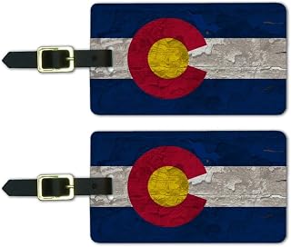 Rustic Distressed Colorado State Flag Luggage ID Tags Carry-On Cards - Set of 2
