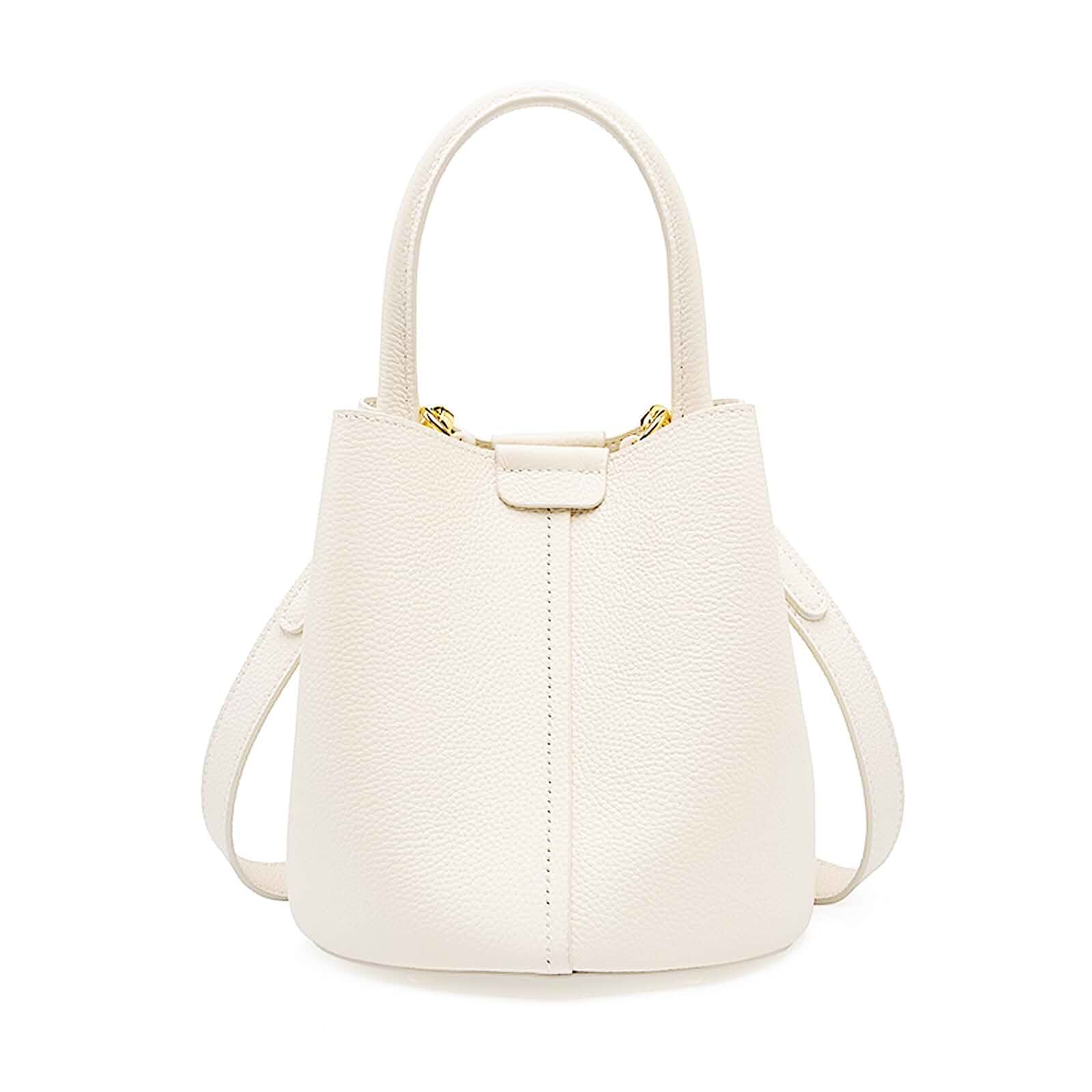 Genuine Leather Shoulder Crossbody Bucket Bags for Women, Top Handle 3 In 1 Handbag Scratch Resistant Gold Hardware, Adjustable Removable Strap, 1lb Lightweight for Daily Commute Travel Gift
