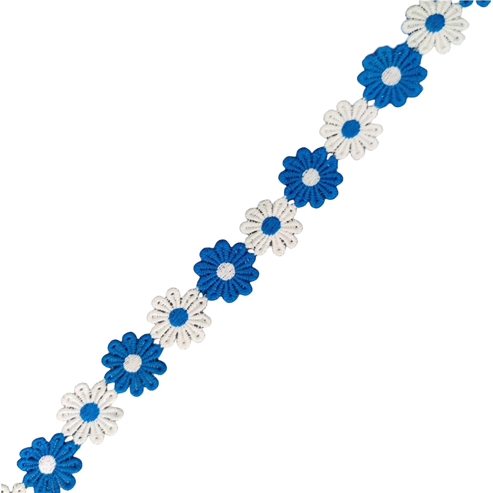 Buxuaaaa Lake Blue 15 Yards Embroidered Flower Lace Trim 25Mm Wide Flower Decorating Lace Trims For Sewing Dress Making Clothes Decoration Embroidered Trim