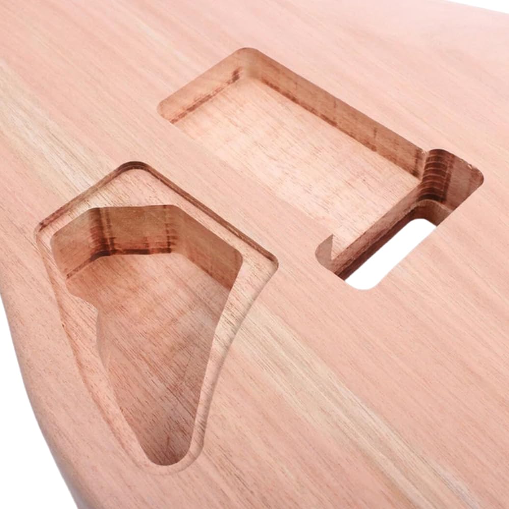 yinfente Corps de guitare électrique en acajou brut à monter soi-même, boulon de rechange sur la poche du talon Naturel