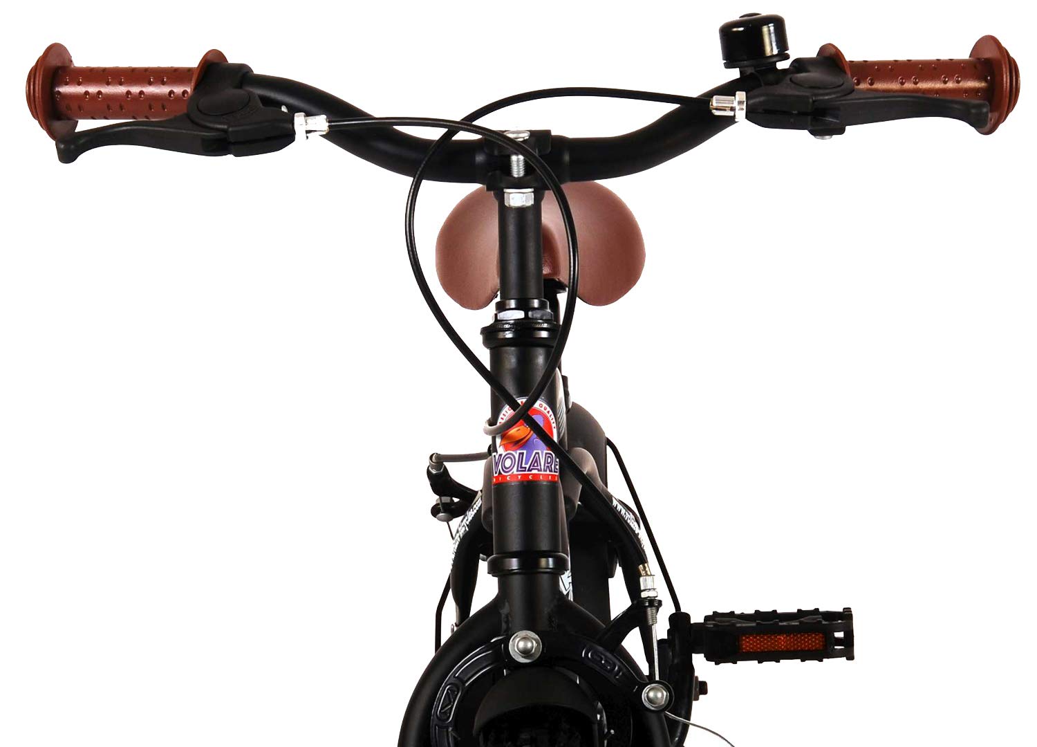 Kinderfahrrad Volare Black Cruiser 12 Zoll Mattschwarz | Metallrahmen Stützräder 2 Felgenbremsen Weißwandreifen Fahrradklingel