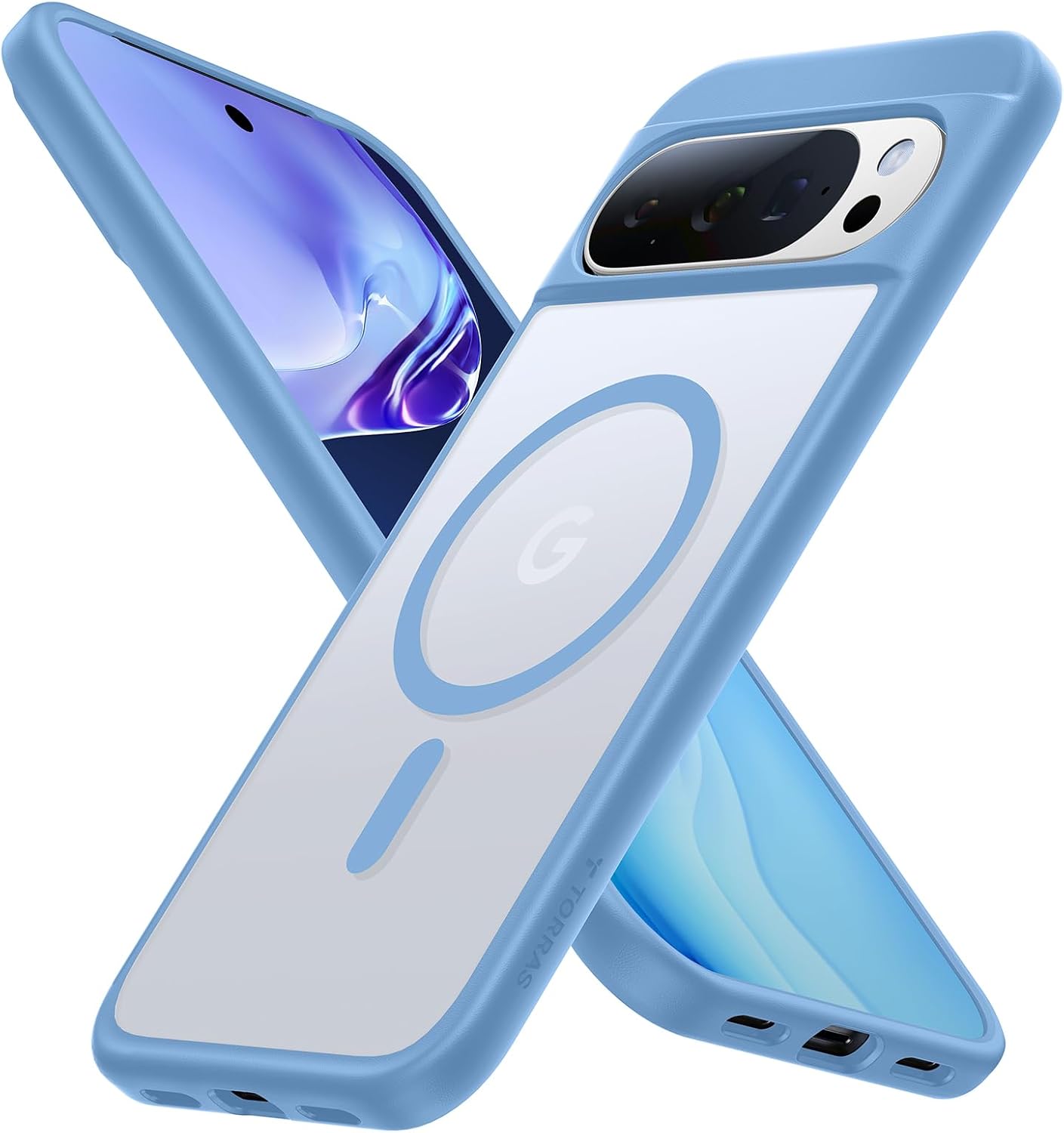 TORRAS Magnetic Shockproof for Google Pixel 10 Pro Case/Pixel 10 Case?[Military Grade 12FT Drop Protection][Fit for MagSafe], Slim Matte Translucent & Sturdy Armor Case for Pixel 10/10 Pro, Sky Blue Sky Blue for Pixel 10/ 10 Pro