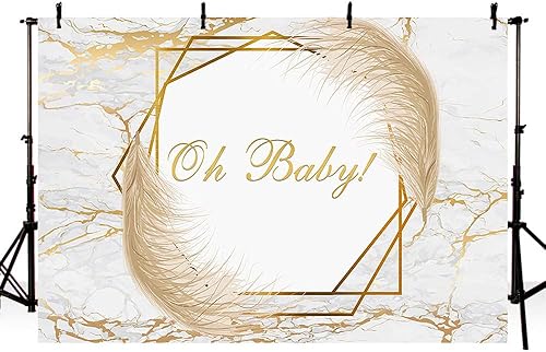 Miniatura 3 de Oh Baby - Telón de fondo de mármol para baby shower, fondo de mármol gris dorado y gris de las pampas para baby shower, decoración de fiesta,