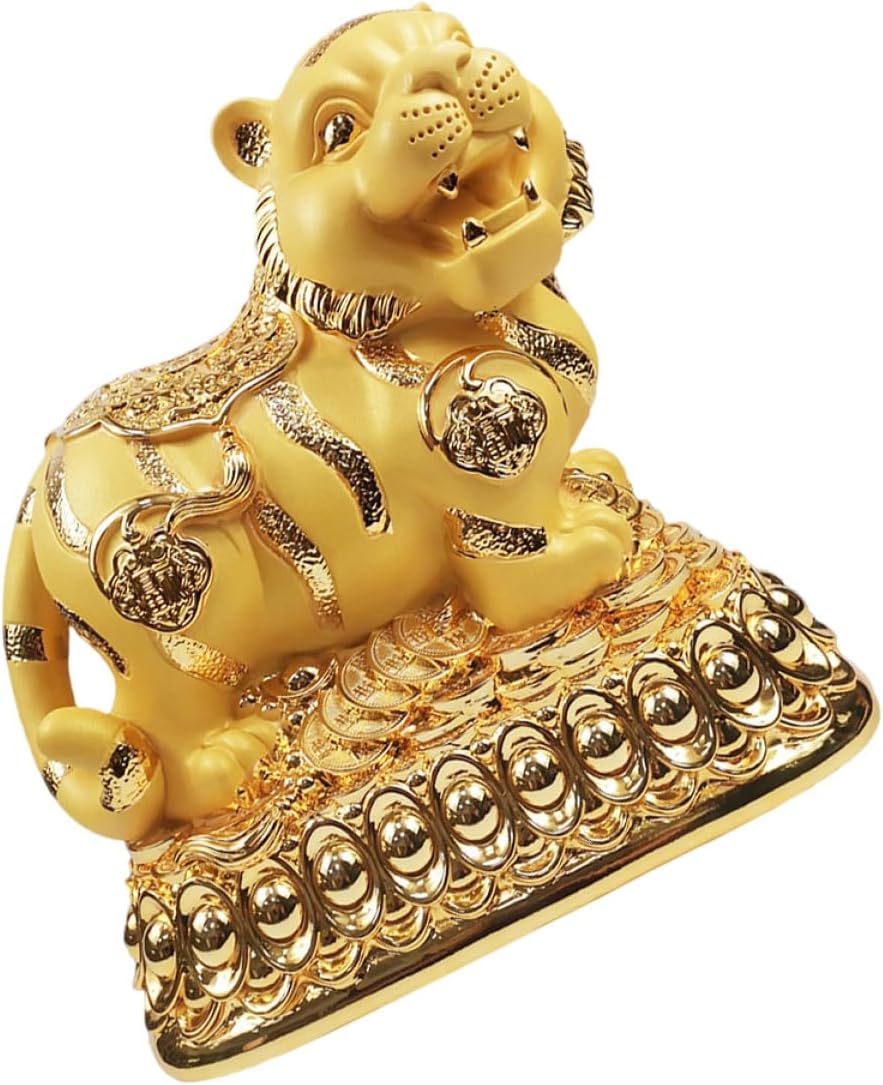 BESTonZON Cute Tiger Piggy Bank for Adorable Resin Money Bank Savings Financial Learning Zodiac Tabletop Ornament