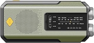 Genérico Radio de Emergencia Portátil, FM/Am Emergency Radio con Solar Recargable y Dinamo con Manivela con Linterna LED 2000mAh Powerbank SOS Alarma USB para Camping al Aire Libre