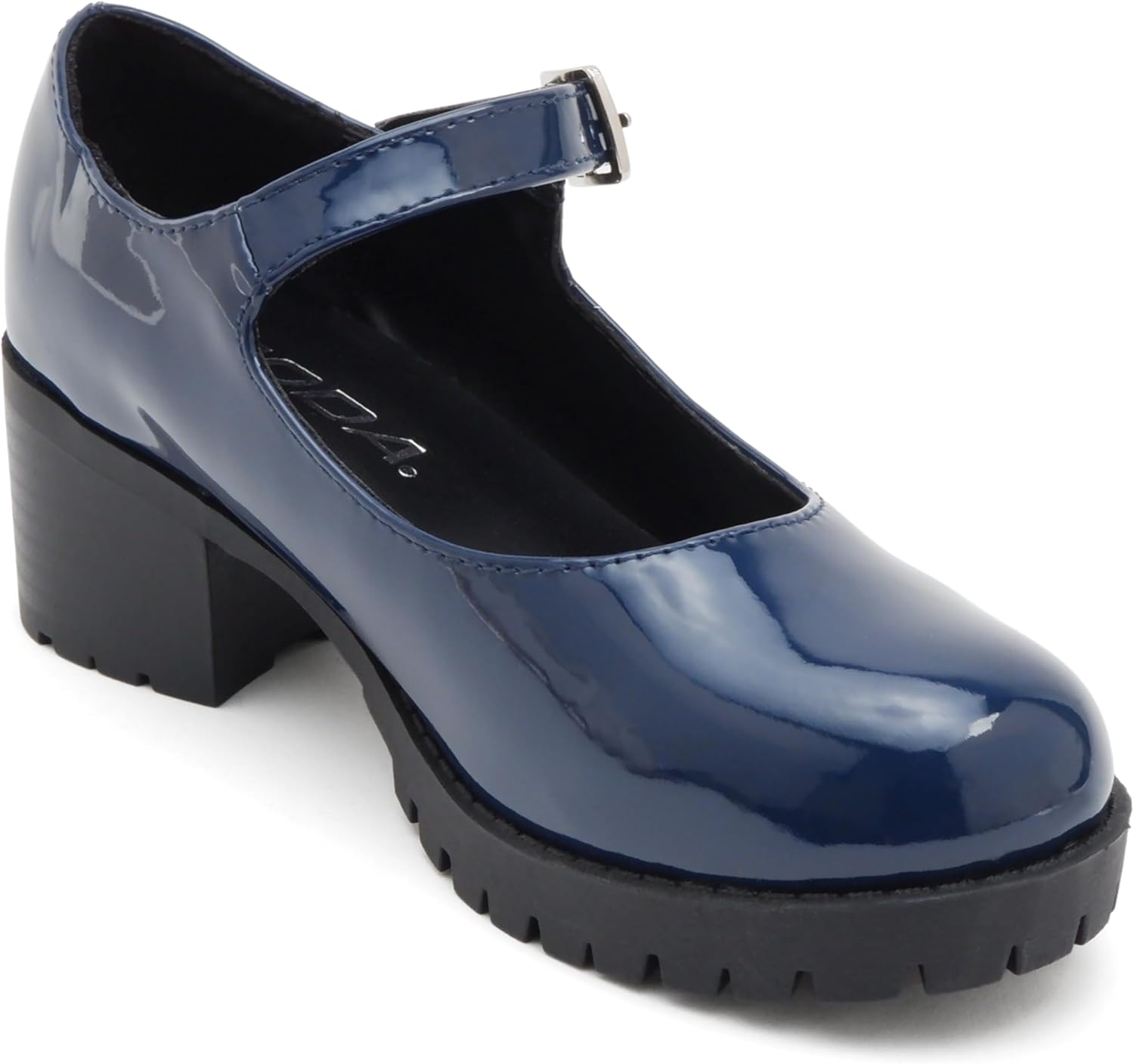 Soda Boxer-2 Kids/Children/Girls Lug Sole Block Heel Mary Jane with Adjustable Strap - Image 4