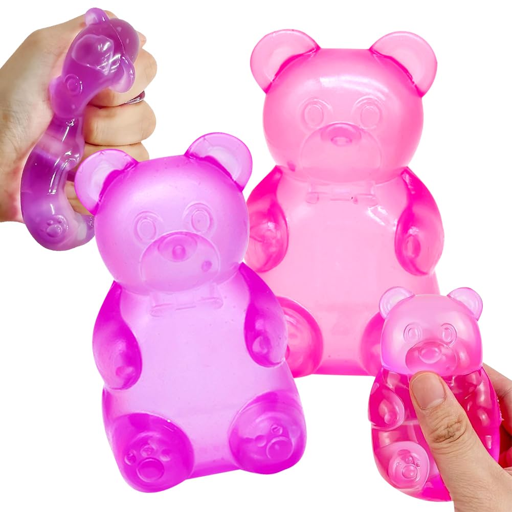 Gummy Bear Toy, 2PCS Sugar Filled Squishy Toys for Stress Relief, Bear Shaped Soft Fidget, Finger Fidget Toys, Sensory Toy for Anxiety Relief, Birthday Classroom Prize Party Favors-C