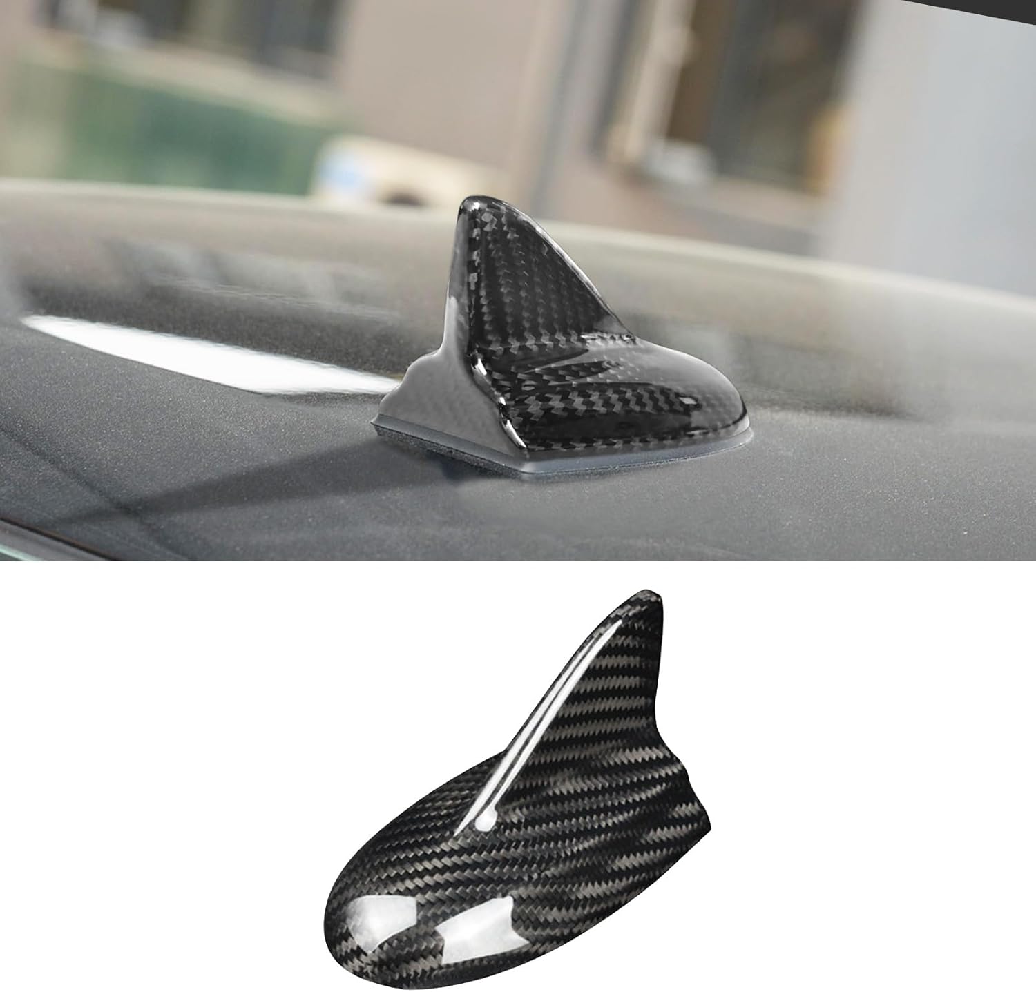 SUNJIKA Real Carbon Fiber Shark Fin Antenna Cover Compatible with Dodge Challenger 2009-2023,Challenger SRT 2008-2023 Radio Signal Base Trim Black