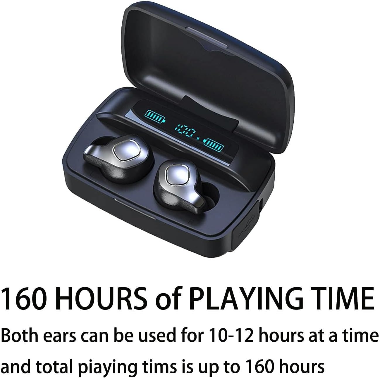 Wireless Earbuds new Technology Air 4 mics Bluetooth 5.0 Earbud Touch Control USB-C Quick Charge deep Bass in-Ear Detection Headphones (Black F8)
