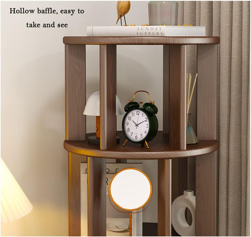 Amazon｜ラバーウッド本棚ラウンド 360 度回転本棚ホイール付きフロア