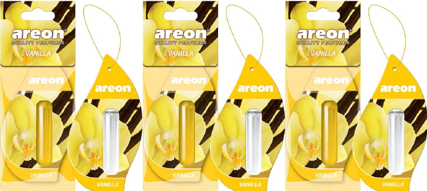 Liquid Car Perfume Air Freshener Vanilla Sweet Scent Hanging Pendant Long Lasting 3D 5 ml Multi Pack Set of 3