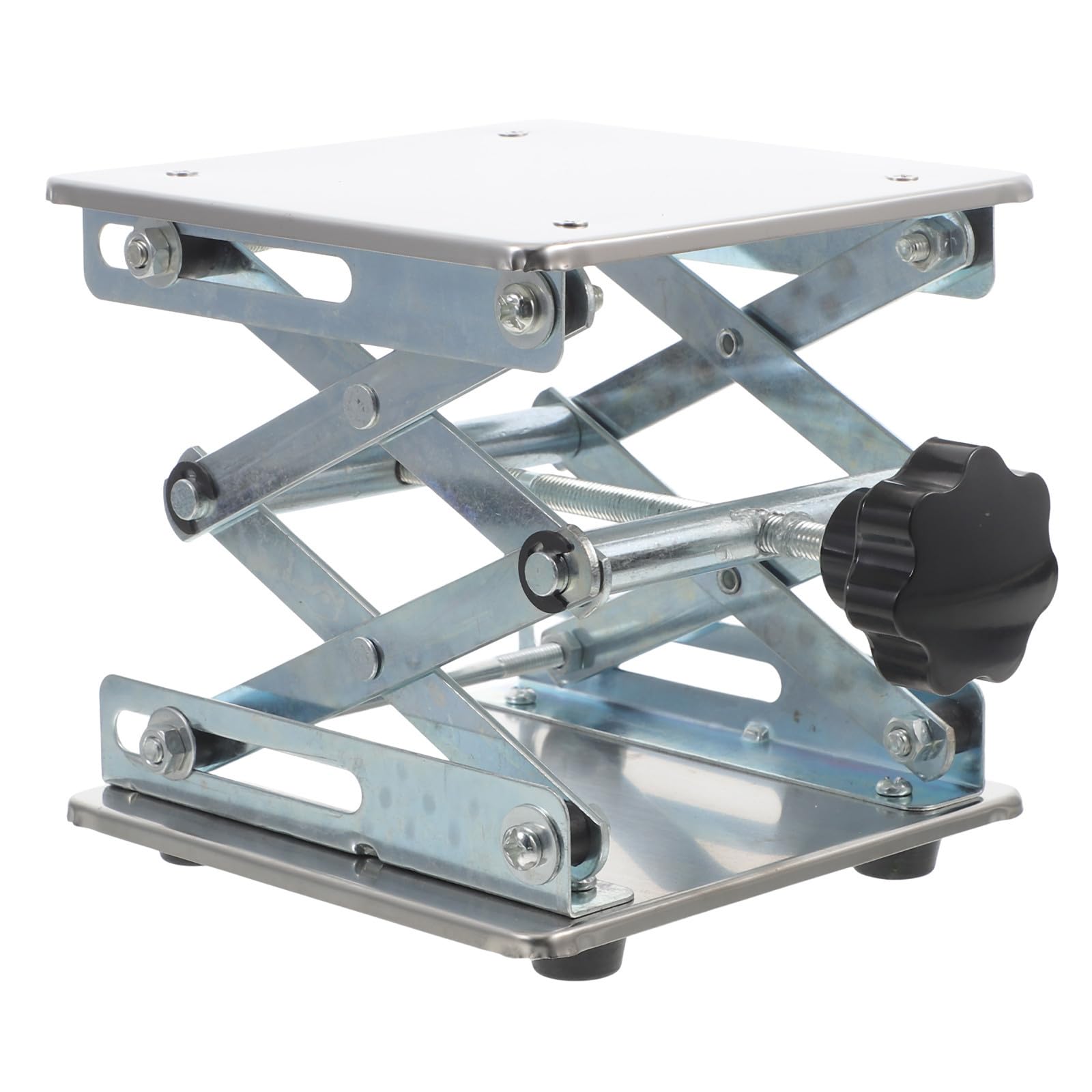 Table Élévatrice à Ciseaux en Acier Inoxydable Argenté de Laboratoire