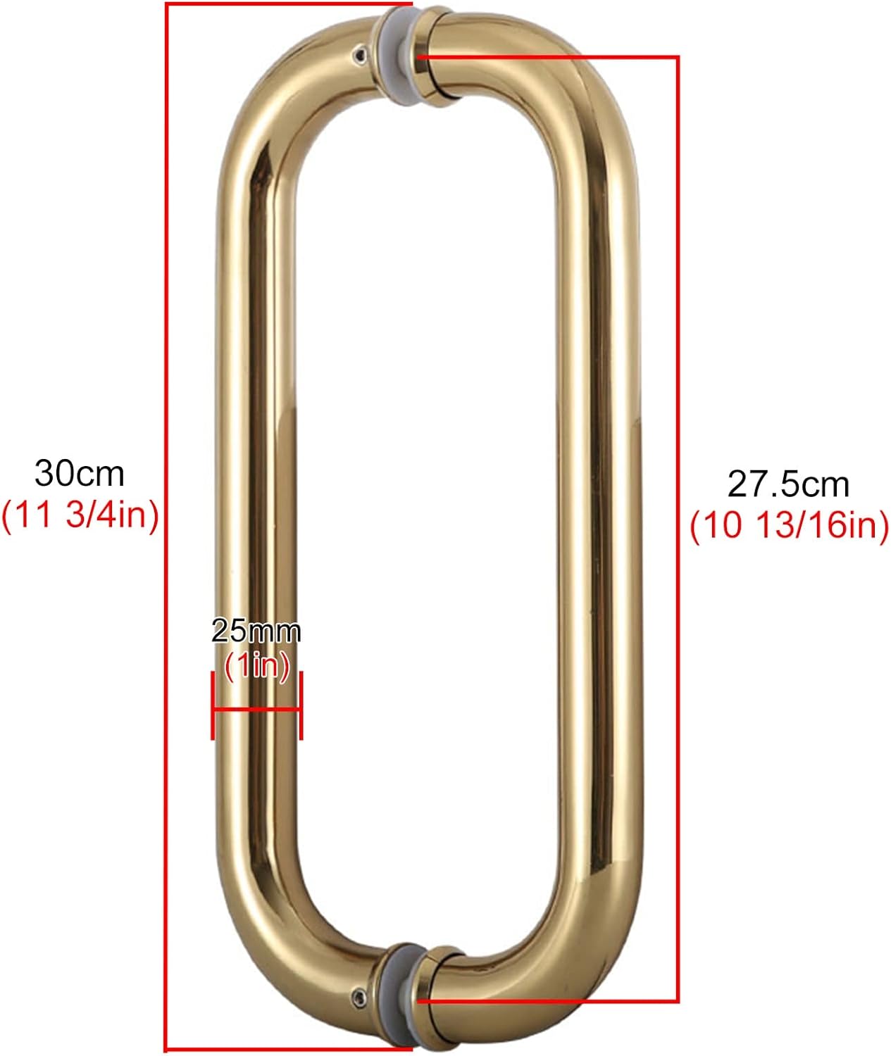 Round Shower Door Handle O-Shaped, Double-Sided Hardware Set Door Pulls for Indoor, 304 Stainless Steel Push Pull Door Handle, Tube Diameter 1in,