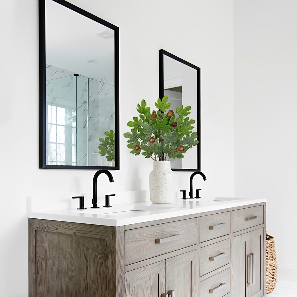 Foglie di fichi artificiali con steli 62 cm rami di fico finto con frutti di fico ramoscelli di fichi finti per vasi Fogliame verde scuro artificiale Spray per composizioni floreali domestiche