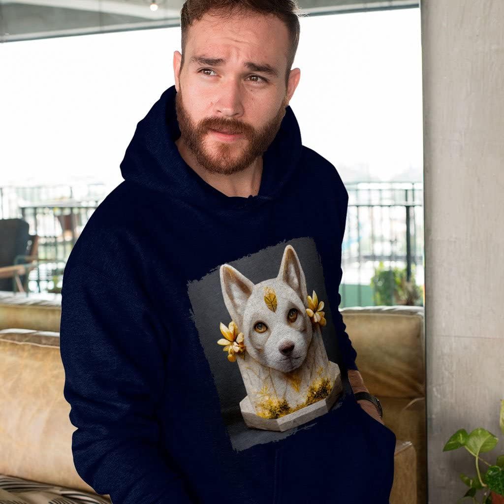 Marble Pattern Dog Hooded Sweatshirt - Husky Face Hoodie - Graphic Hoodie