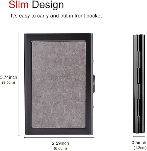 Miniatura 4 de Tarjetero de metal RFID para tarjetas de crédito, cartera para tarjetas de visita para mujeres y hombres, Gris, Tarjetero delgado