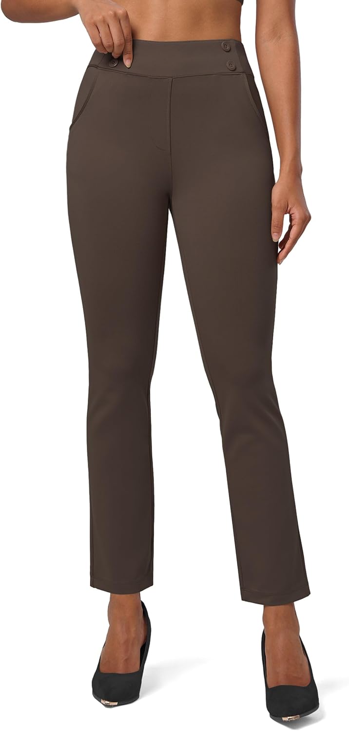 Willit Women's Yoga Dress Pants Stretch Business Work Casual Pants High Waisted Cropped Office Pants 27" - Image 2