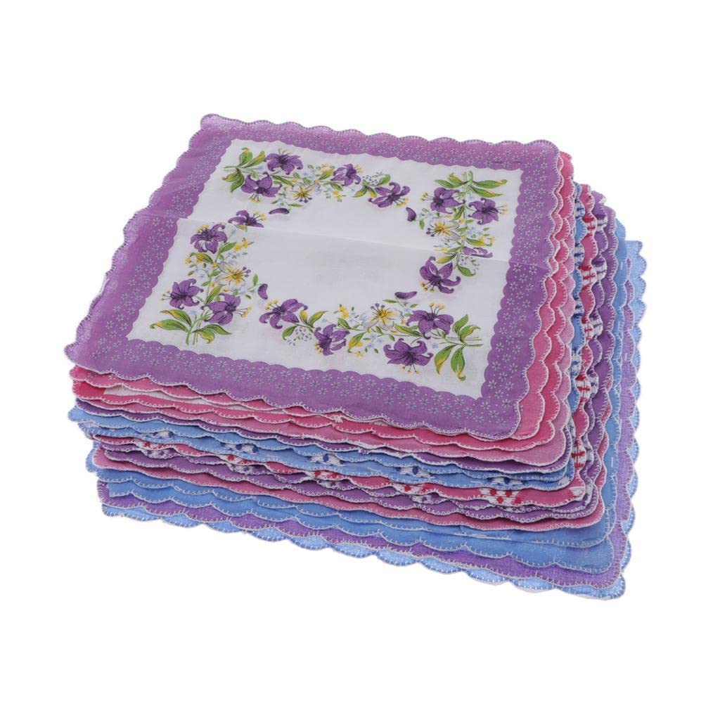 15Pack Womens Vintage Floral Print Cotton Handkerchief Pocket Sqaure Hanky | Womens Accessories | Scarves & Wraps-image-13