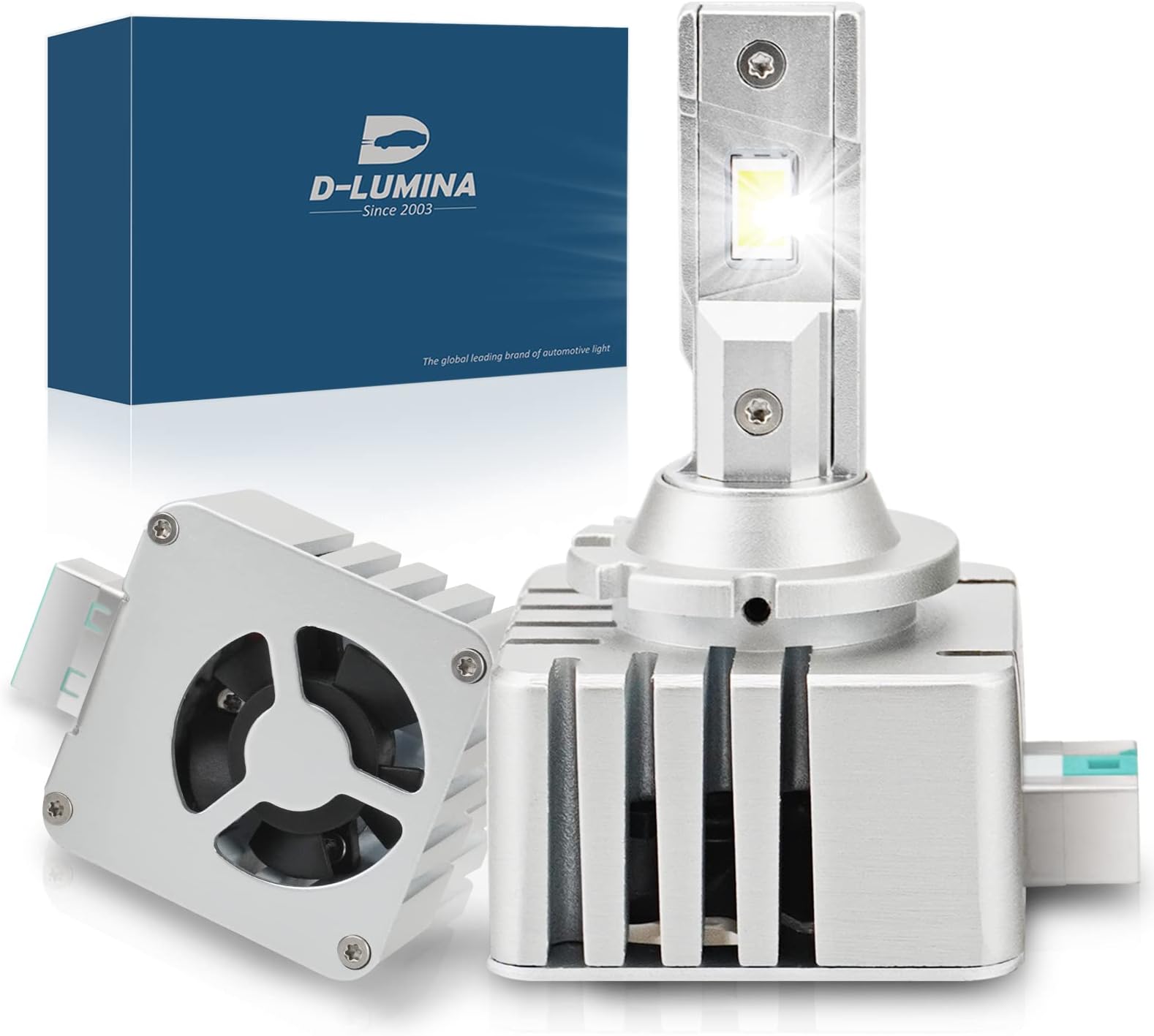 D-Lumina D3S D3R LED Headlight Bulbs,6000K White 2×35W 10000LM Bright LED Conversion Kits,High Low Beam Plug and Play to Original D3S HID Replace,2 Pack