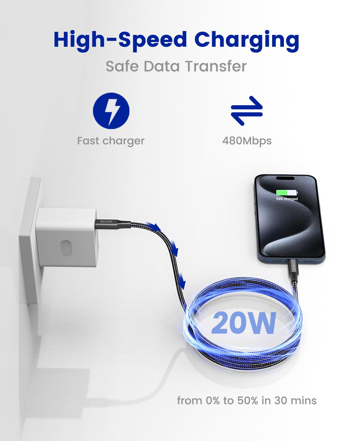 Confezione da 2 cavi di ricarica extra lunghi per iPhone 15, 4,6 m, da USB C a C, cavo di ricarica rapida in nylon intrecciato per iPhone 15/15 Plus/15 Pro/iPhone 15 Pro Max/iPad Pro/Air/Mini 6
